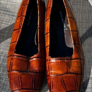 Sesto Meucci brown square toe loafers